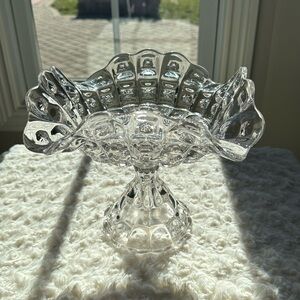 VINTAGE 19th CENTURY~PRISCILLA~PRESSED GLASS MOON~STARS~PRESSED COMPOTE~NICE~KCC